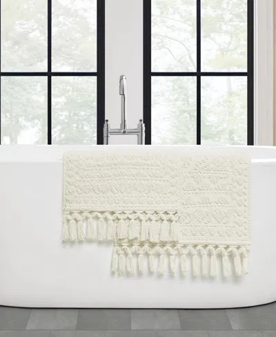 French Connection Nellore Fringe Cotton 2-pc. Bath Rug Set In White