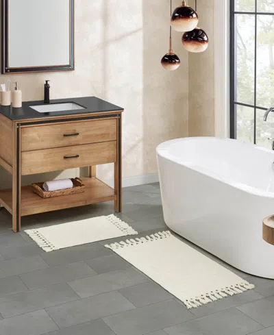 French Connection Nellore Fringe Cotton 2-pc. Bath Rug Set In White