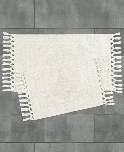 French Connection Nellore Fringe Cotton 2-pc. Bath Rug Set In White