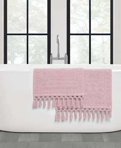 French Connection Nellore Fringe Cotton 2-pc. Bath Rug Set In Pink
