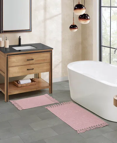 French Connection Nellore Fringe Cotton 2-pc. Bath Rug Set In Pink