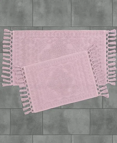 French Connection Nellore Fringe Cotton 2-pc. Bath Rug Set In Pink