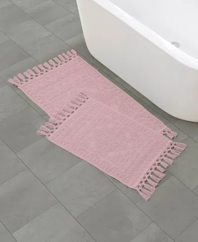 French Connection Nellore Fringe Cotton 2-pc. Bath Rug Set In Pink