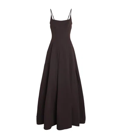 Staud Joy Cotton-blend Faille Maxi Dress In Brown