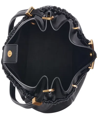 Donna Karan Gingham Medium Bucket Bag In Black