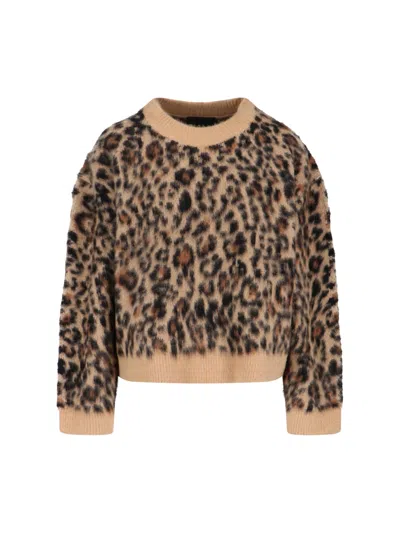 Nili Lotan Zamira Leopard-jacquard Cashmere And Silk-blend Sweater In Brown