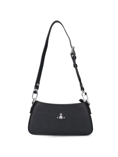Vivienne Westwood Tasha Shoulder Phone Bag Faux Leather Black-3d-orb