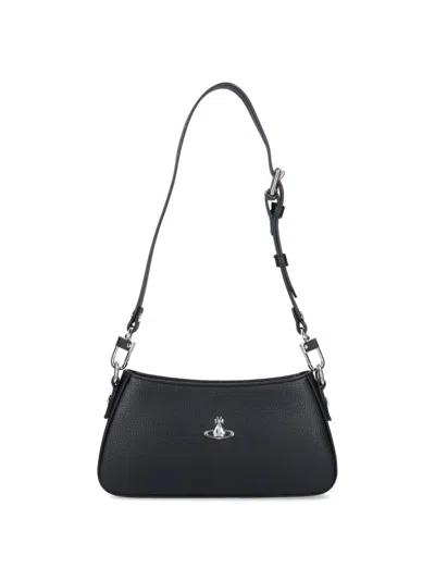 Vivienne Westwood Tasha Shoulder Phone Bag Faux Leather Black-3d-orb