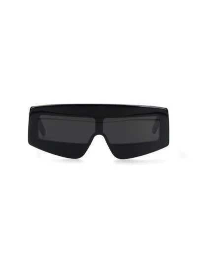 Rick Owens Phleg Oversize Rectangular Sunglasses In Black