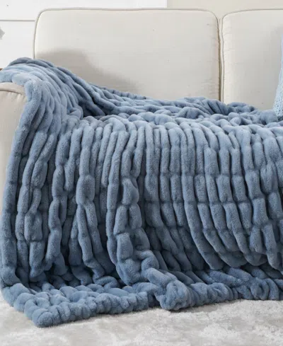 Battilo Luxurious Reversible Rabbit Faux Fur Throw, 50" X 60" In Green