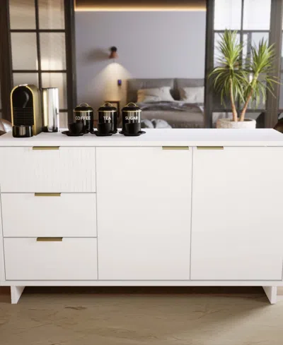 Manhattan Comfort Granville 55" Solid Wood Sideboard In White