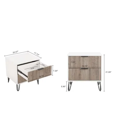 Manhattan Comfort Dumbo Fluted 2-drawer Wood Nightstand, Set Of 2
