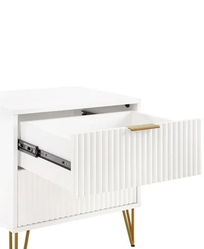 Manhattan Comfort Dumbo Fluted 2-drawer Wood Nightstand, Set Of 2 In White