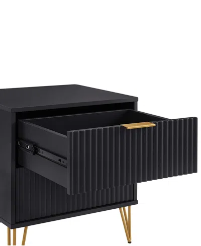 Manhattan Comfort Dumbo Fluted 2-drawer Wood Nightstand, Set Of 2 In Black