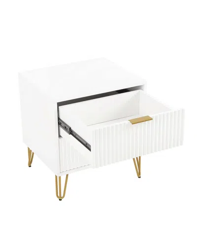 Manhattan Comfort Dumbo Fluted 2-drawer Wood Nightstand, Set Of 2 In White