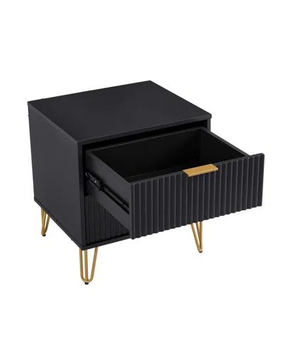 Manhattan Comfort Dumbo Fluted 2-drawer Wood Nightstand, Set Of 2 In Black