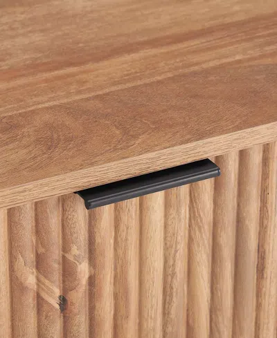 Manhattan Comfort Dumbo Fluted 2-drawer Wood Nightstand, Set Of 2 In Brown