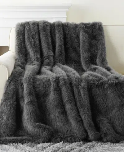 Battilo Lifestyle Faux Fur Throw, 50" X 60" In Gray