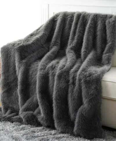 Battilo Lifestyle Faux Fur Throw, 50" X 60" In Gray