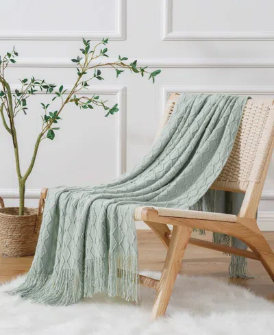 Battilo Multi Chevron Texture Lightweight Throw, 50" X 60" In Blue