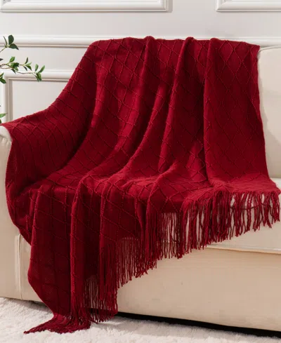 Battilo Texture Triple Zig-zag Lightweight Throw, 50" X 60" In Red