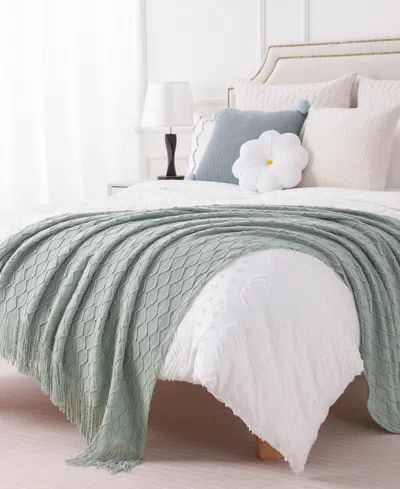 Battilo Multi Chevron Texture Lightweight Throw, 50" X 60" In Blue