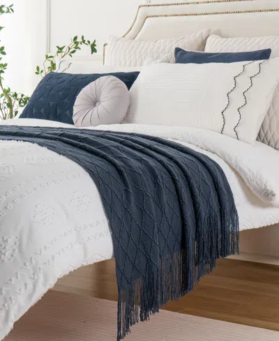 Battilo Texture Triple Zig-zag Lightweight Throw, 50" X 60" In Blue