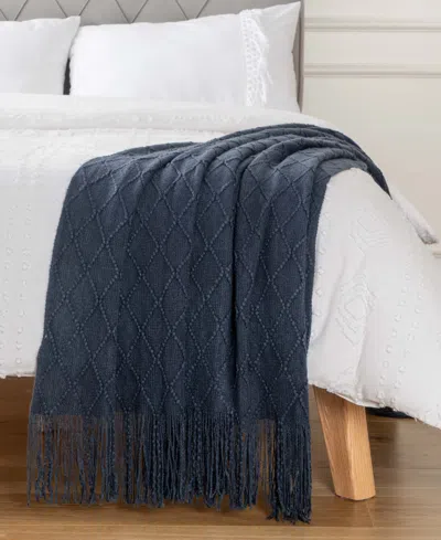 Battilo Texture Triple Zig-zag Lightweight Throw, 50" X 60" In Blue
