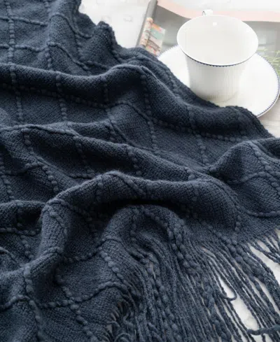 Battilo Texture Triple Zig-zag Lightweight Throw, 50" X 60" In Blue