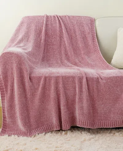 Battilo Lifestyle Solid Woven Micro Chenille Throw, 51" X 67" In Pink