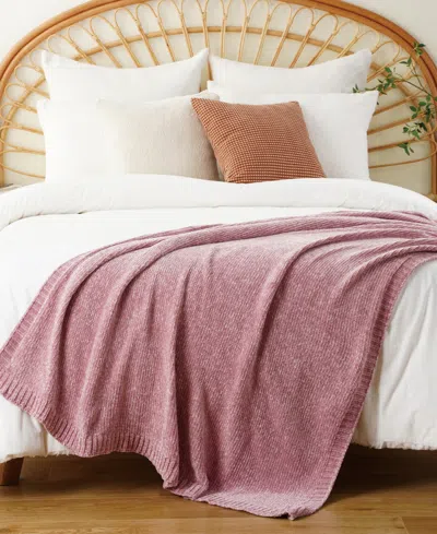 Battilo Lifestyle Solid Woven Micro Chenille Throw, 51" X 67" In Pink
