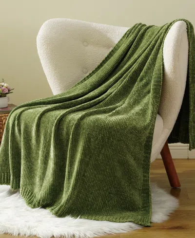 Battilo Lifestyle Solid Woven Micro Chenille Throw, 51" X 67" In Green