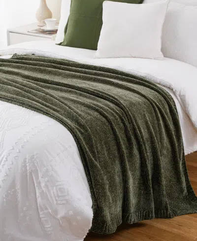 Battilo Lifestyle Solid Woven Micro Chenille Throw, 51" X 67" In Green