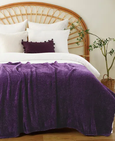 Battilo Lifestyle Solid Woven Micro Chenille Throw, 51" X 67" In Purple