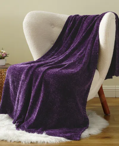 Battilo Lifestyle Solid Woven Micro Chenille Throw, 51" X 67" In Purple