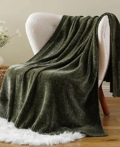 Battilo Lifestyle Solid Woven Micro Chenille Throw, 51" X 67" In Green