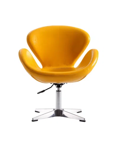 Manhattan Comfort Raspberry Faux Leather Adjustable Swivel Chair In In Orange