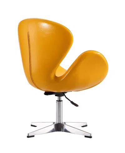 Manhattan Comfort Raspberry Faux Leather Adjustable Swivel Chair In In Orange