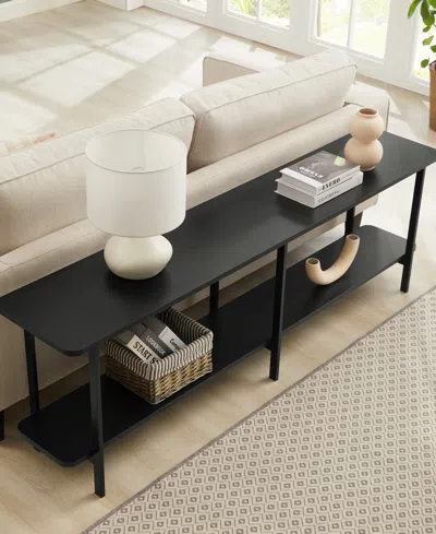 Manhattan Comfort Celine 71" Wood 2-shelf Console Table In Black