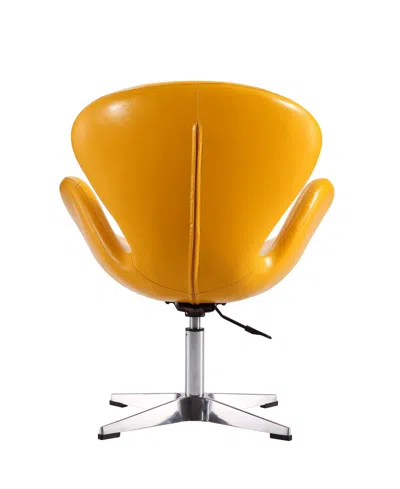 Manhattan Comfort Raspberry Faux Leather Adjustable Swivel Chair In In Orange