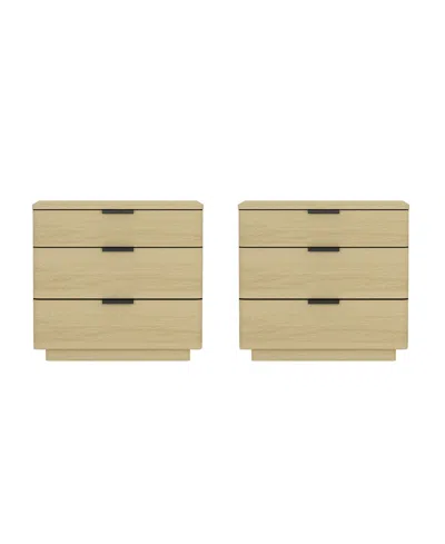 Manhattan Comfort Set Of 2 Payton Modern Nightstands With 6 Drawers In Neutral