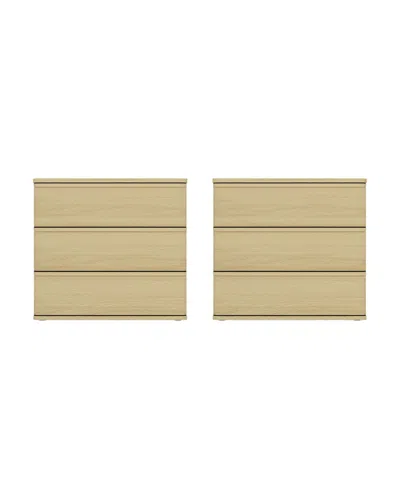 Manhattan Comfort Molly Modern Nightstand With 3 Drawers In Neutral