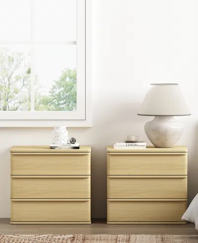 Manhattan Comfort Molly Modern Nightstand With 3 Drawers In Neutral
