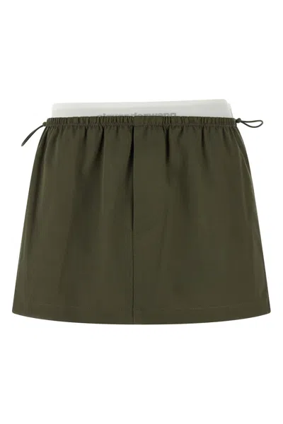 Alexander Wang Layered Waist Mini Skirt Short Length In Green