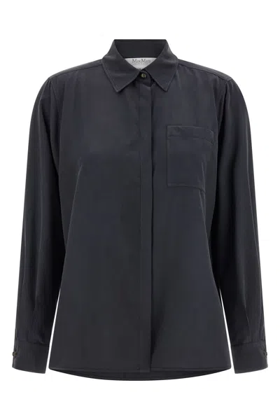 Max Mara Mxmsiamese Collared Shirt Long Sleeves Pocket In Blue