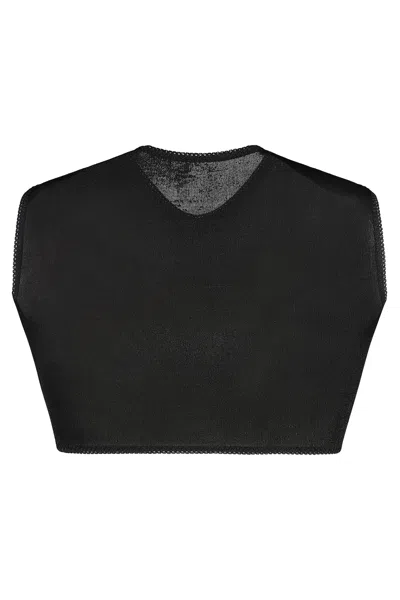 Anna October Technical Fabric Crop Top In Black