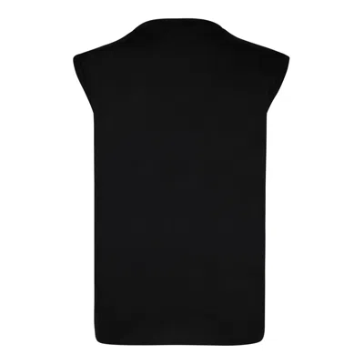 Balmain Logo Print Button Embellished Tank Top In Black