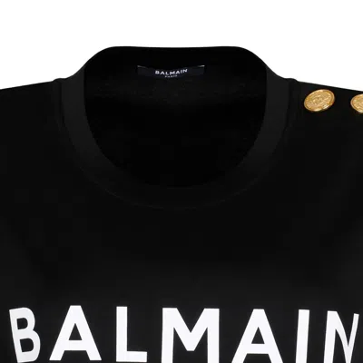 Balmain Logo Print Button Embellished Tank Top In Black