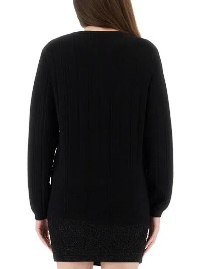 Balmain Monogrammed Knit Top In Black