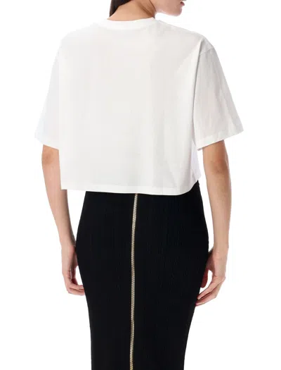 Balmain Printed Logo Cropped T-shirt In Multi